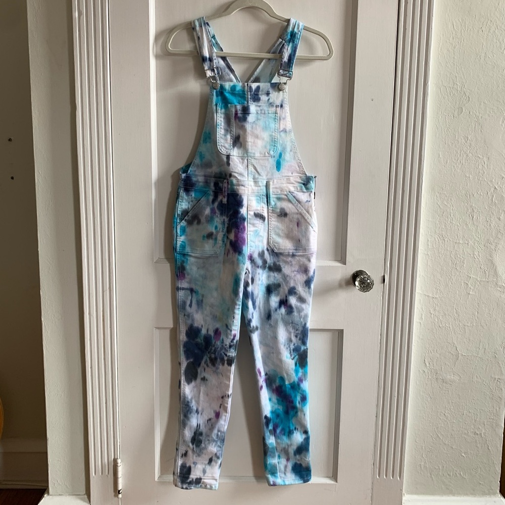 Blue and Purple Tie Dye Overalls